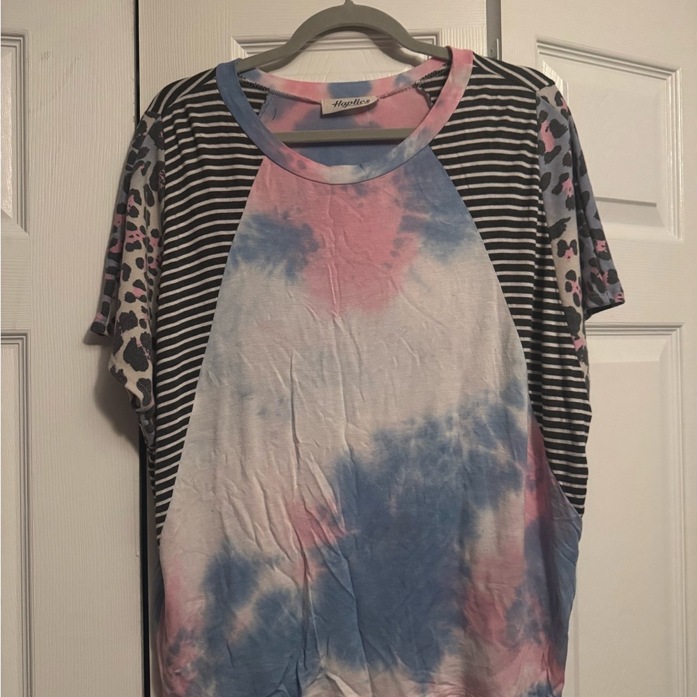 Pink and Blue Oversized Tie-Dye T-Shirt